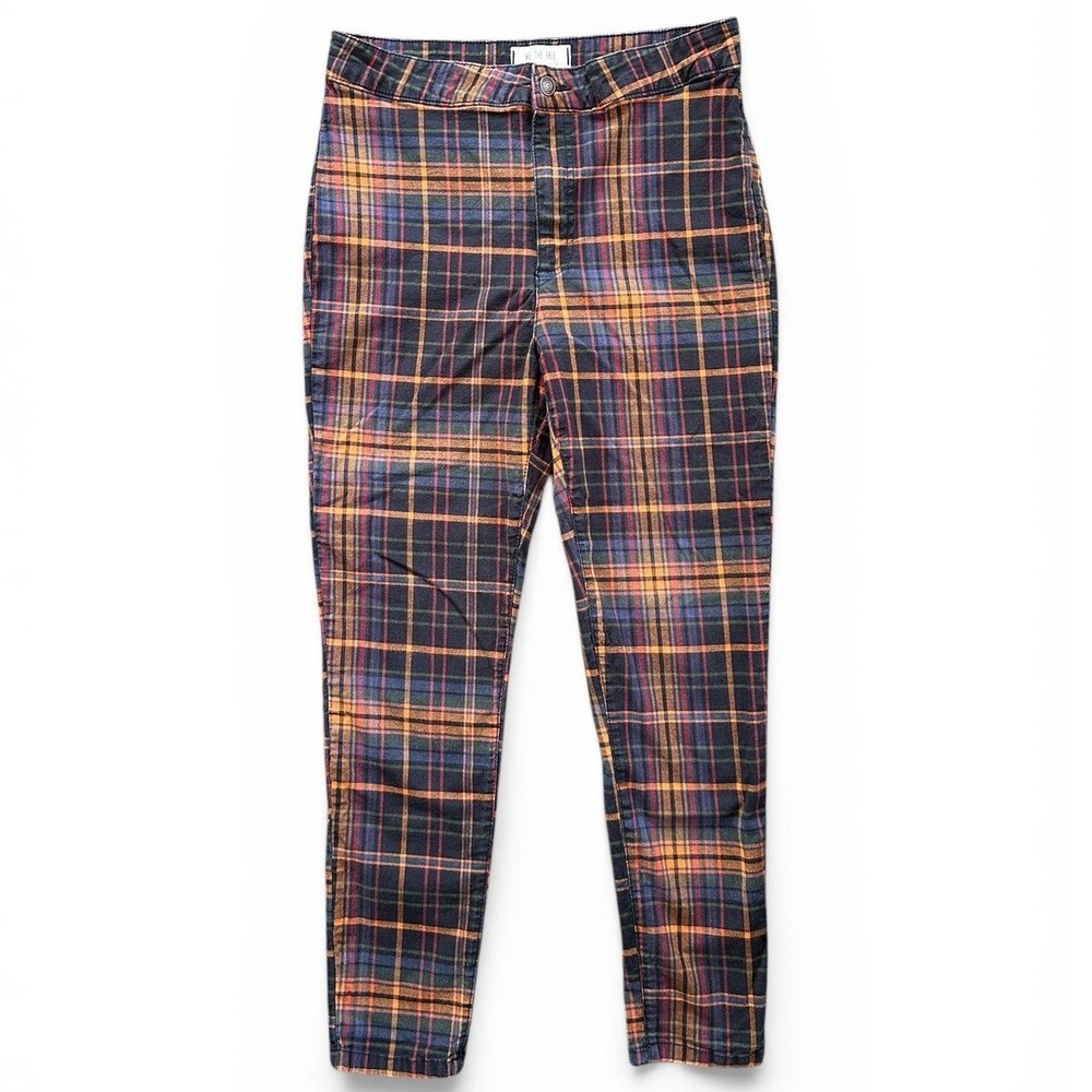 We The Free Plaid Pants Womens 30 Multicolor Slim High Rise Tapered Leg *Flawed*